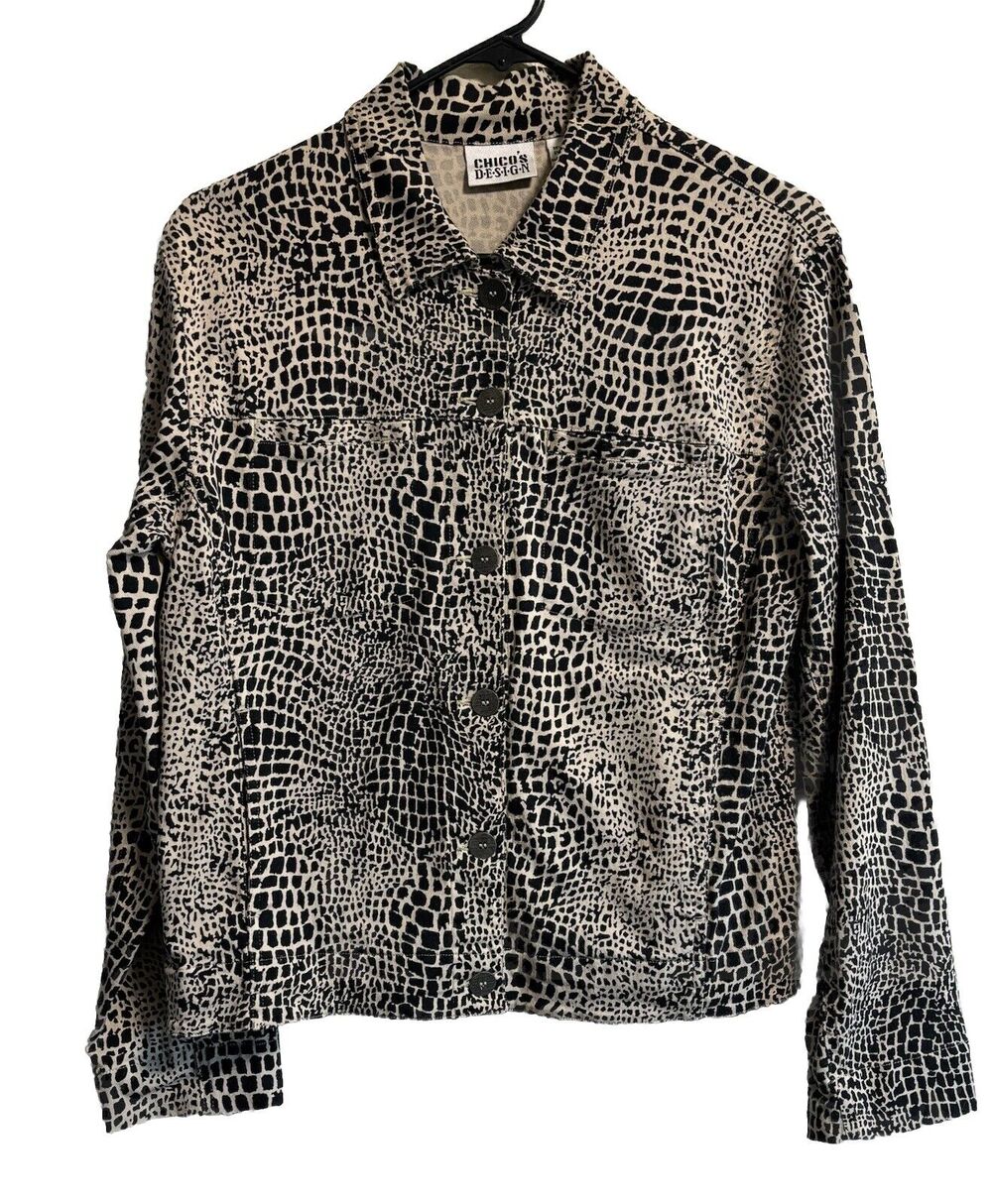 Vintage Chico’s Animal Print Jacket Grunge Indie Western Festival Women's Size S